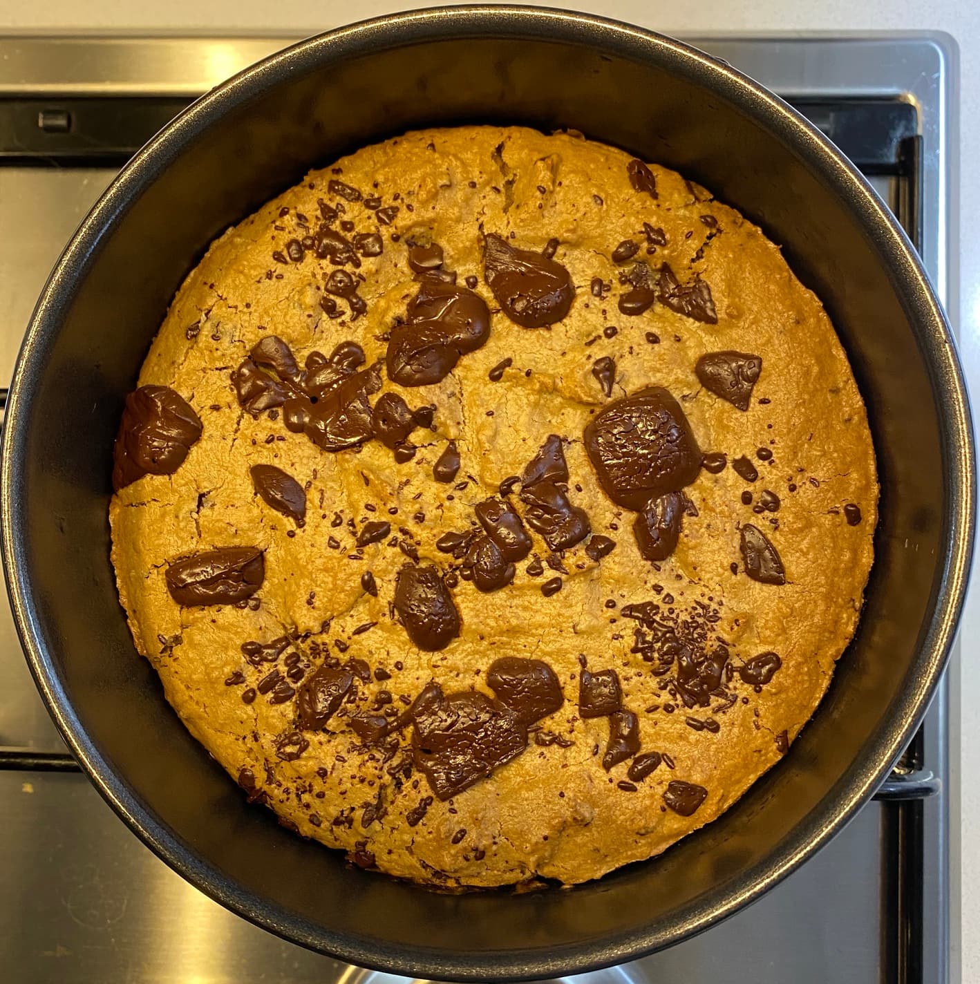 Giant chickpea chocolate chip cookie