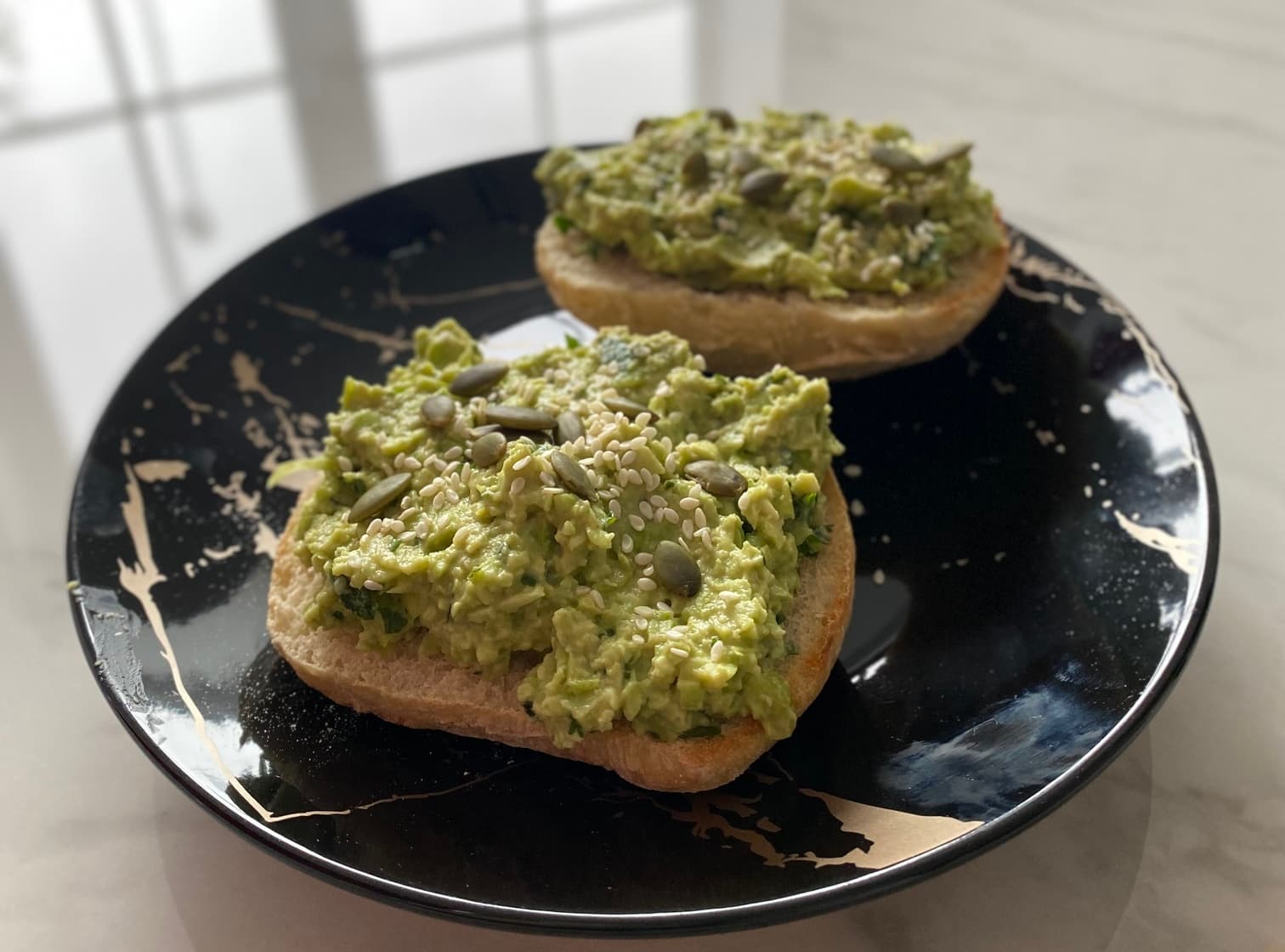 Mashed edamame on toast