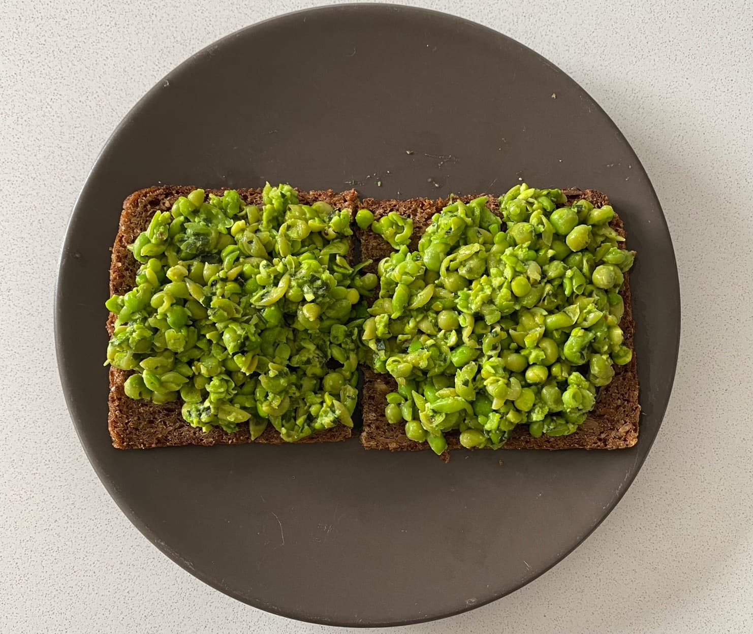 Mashed peas on toast