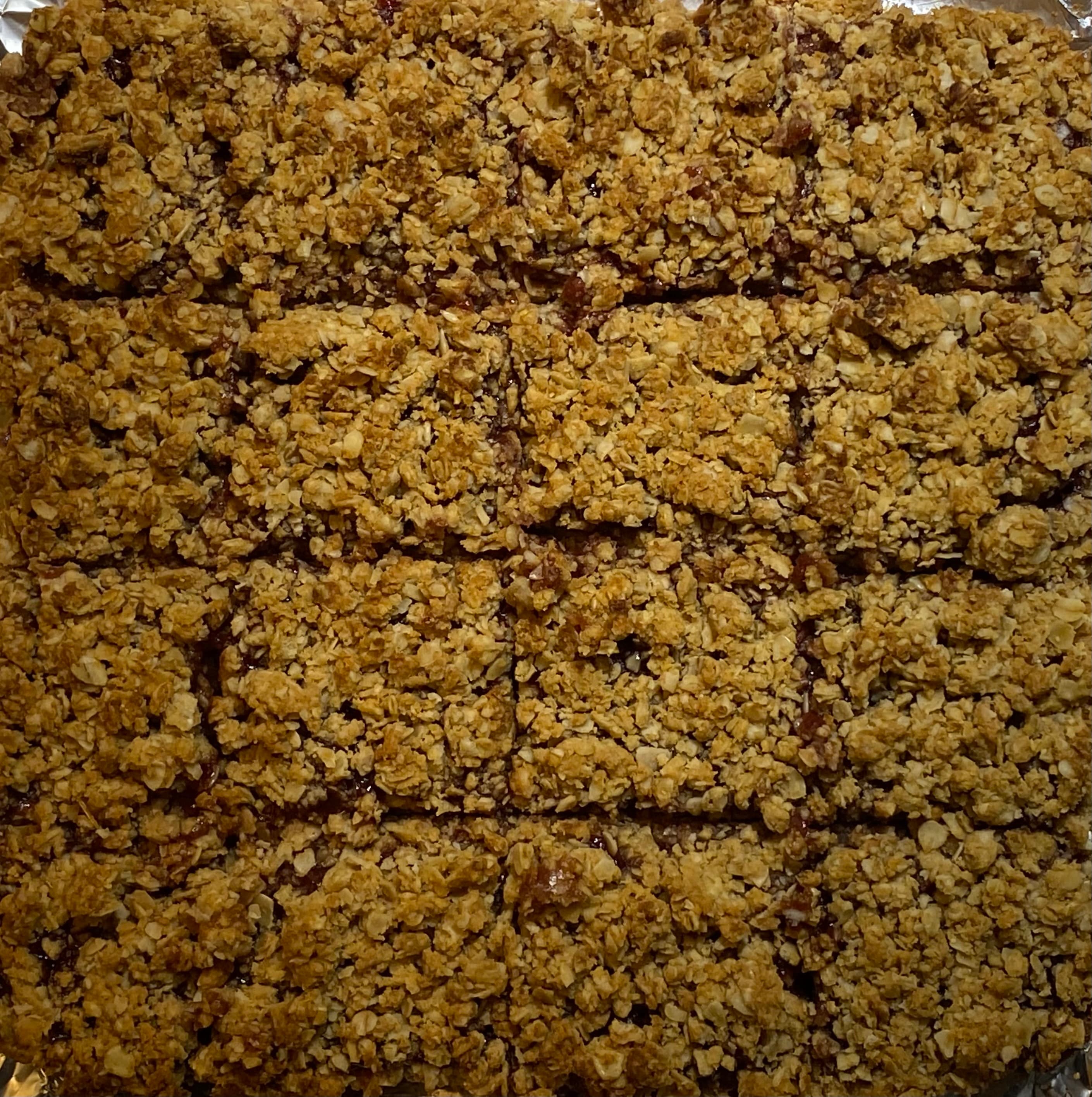 Peanut butter and jam oat bars