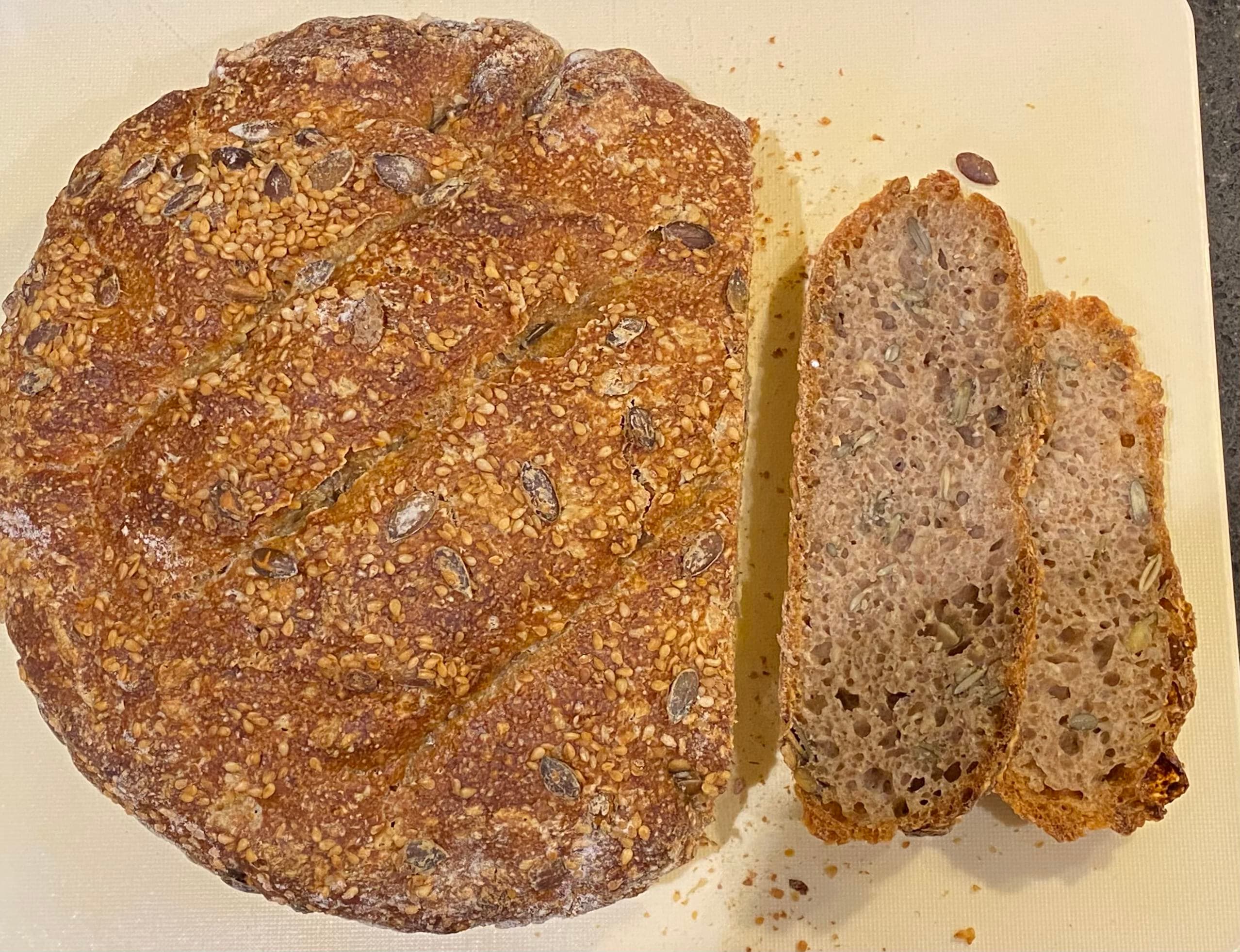 Seeded whole wheat sourdough bread