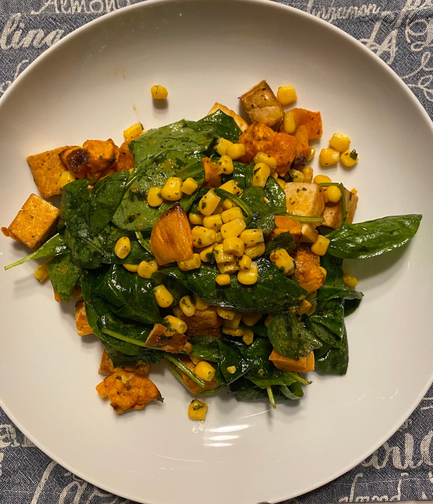 Smoked tofu and sweet potato salad