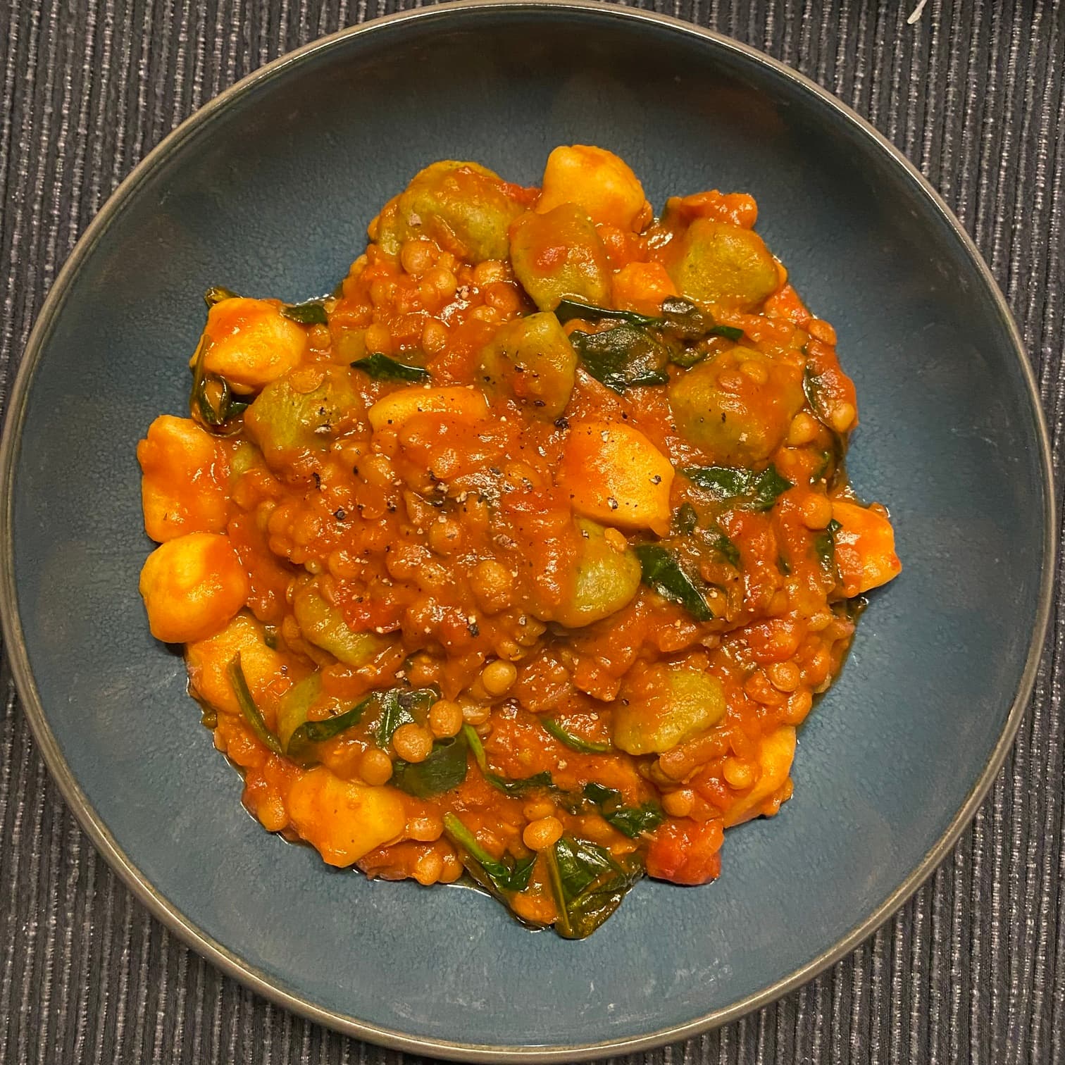 Tomato and lentil gnocchi