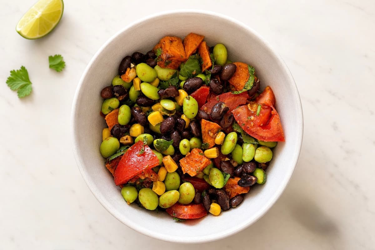 Black bean and edamame salad