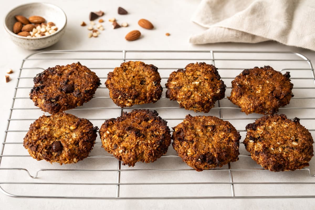 Chewy oat and almond cookies