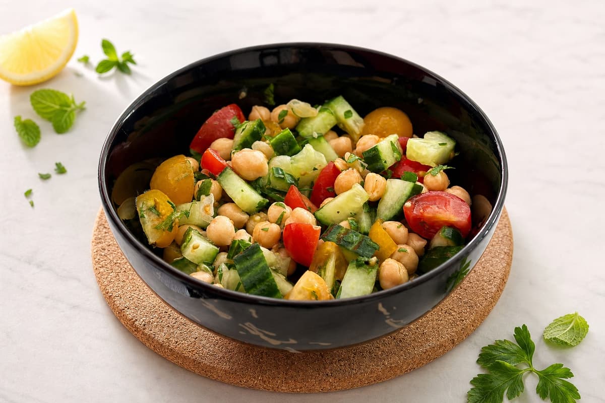 Chickpea and cucumber salad