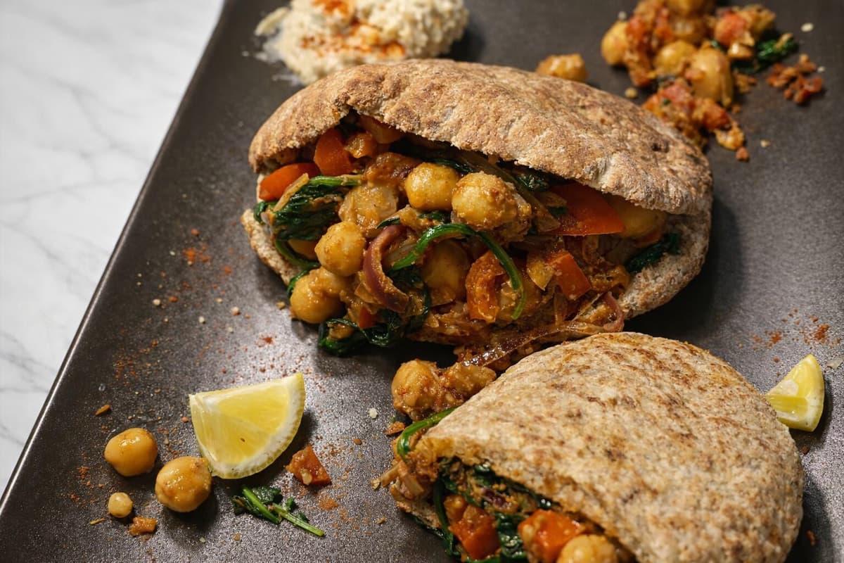 Chickpea and hummus pittas