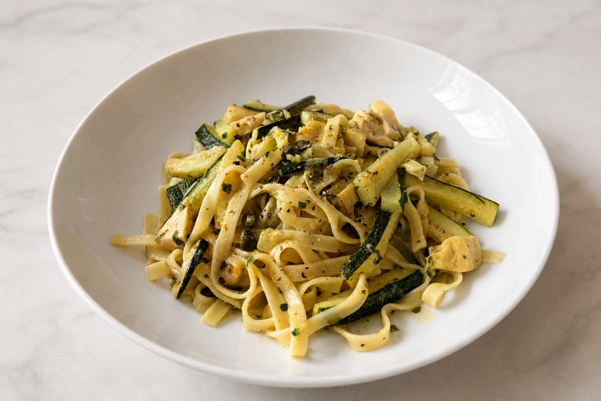 Courgette, lemon and herb pasta