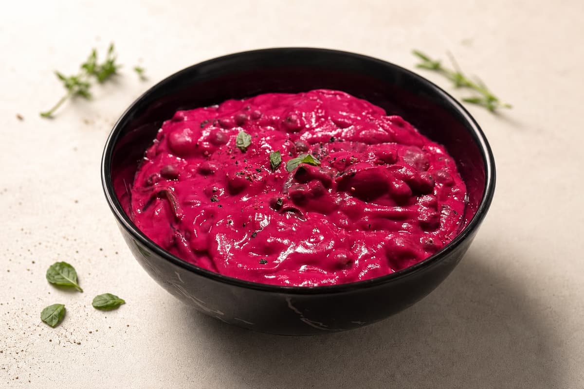 Creamy beetroot butter beans