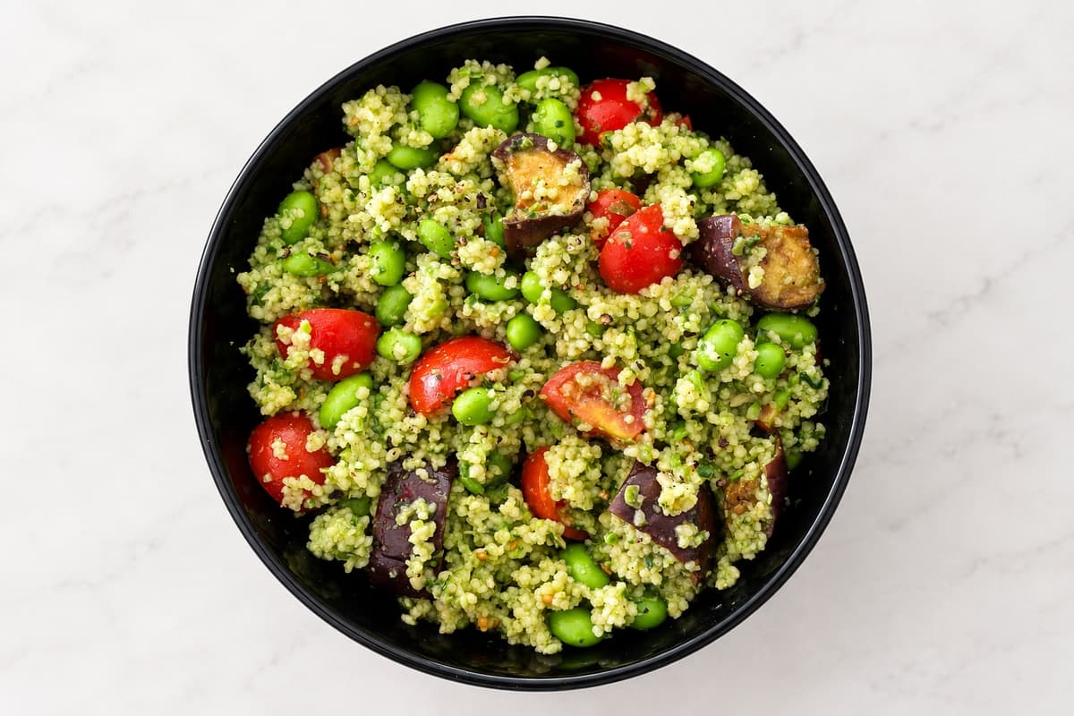 Green pesto couscous
