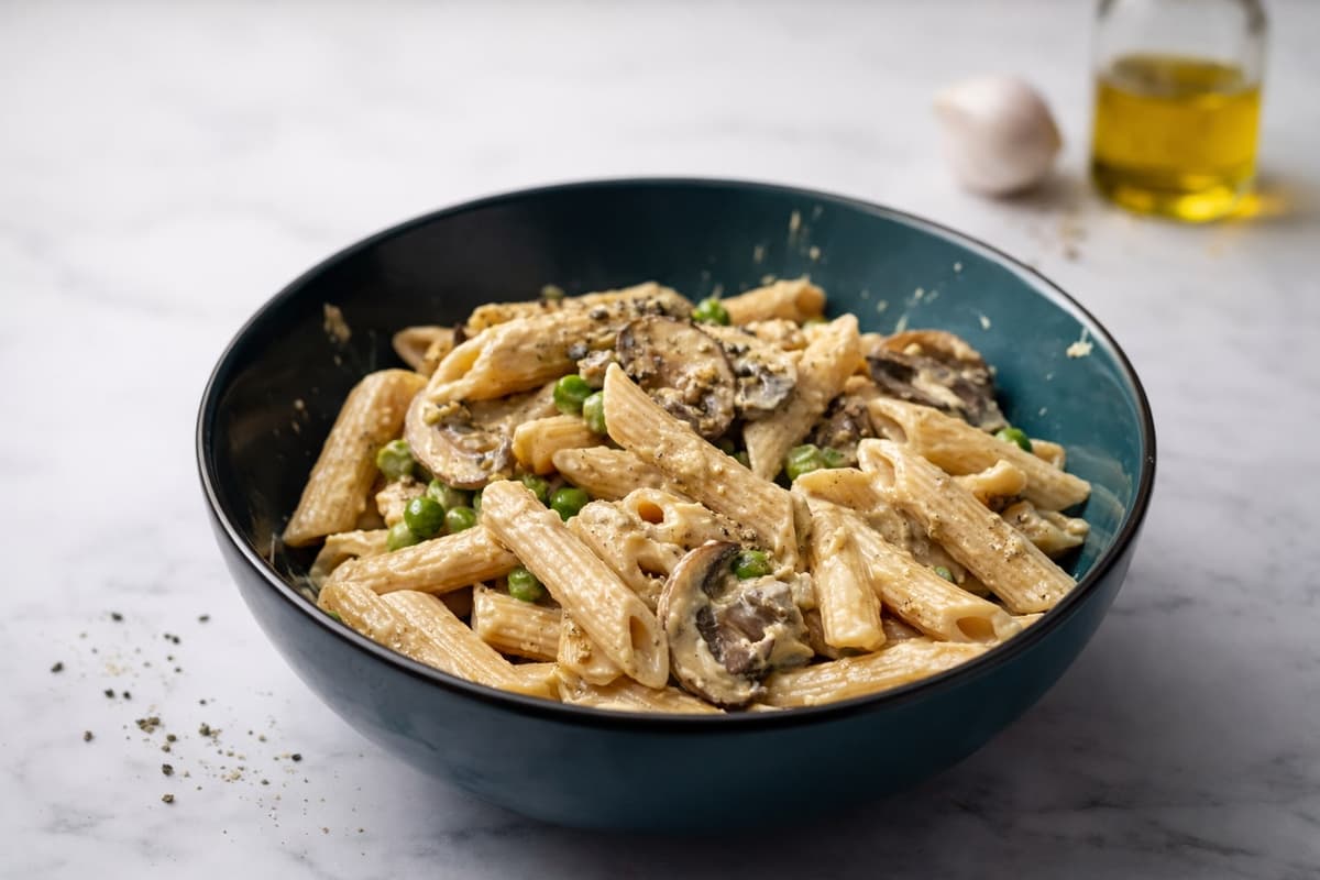 Pasta with creamy tofu sauce