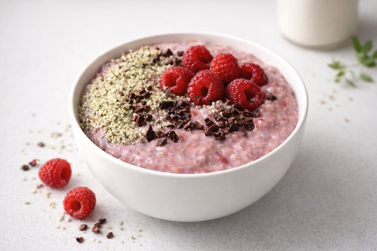 Raspberry and cacao porridge