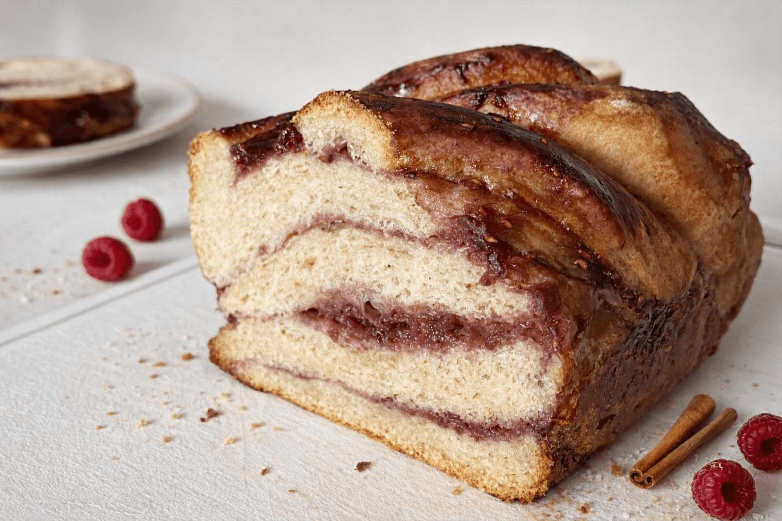 Raspberry jam babka