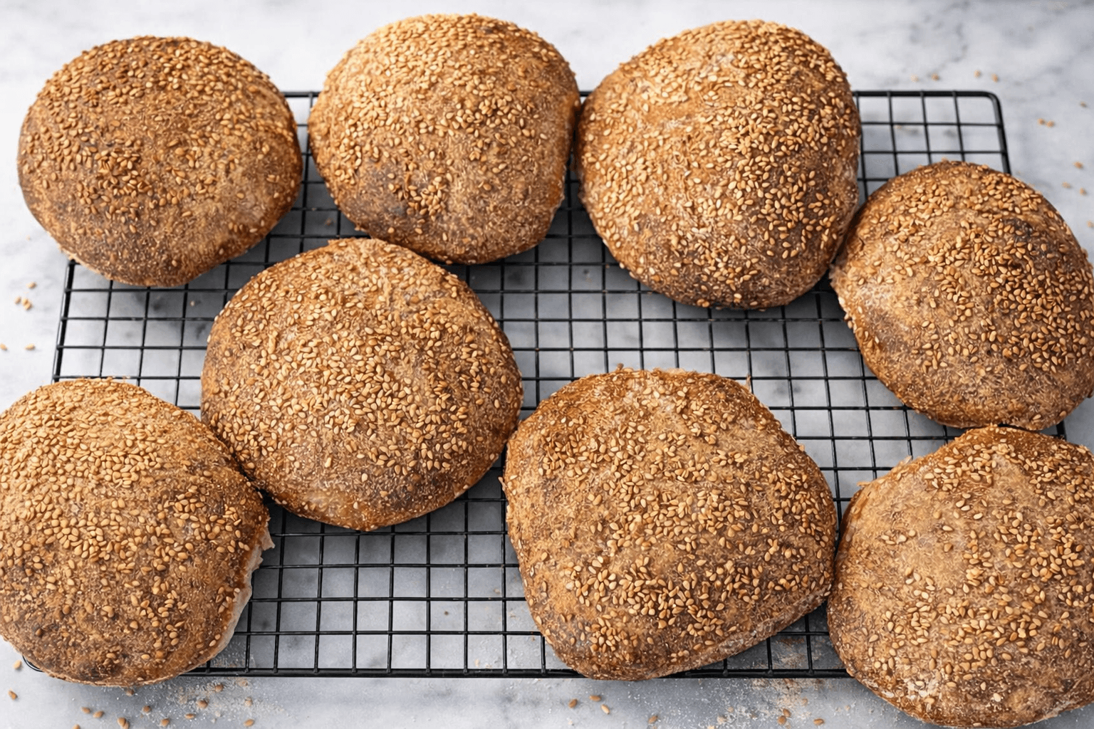 Sourdough sesame buns
