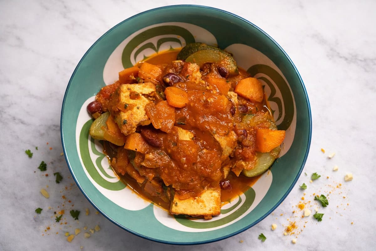 Tofu and bean chilli