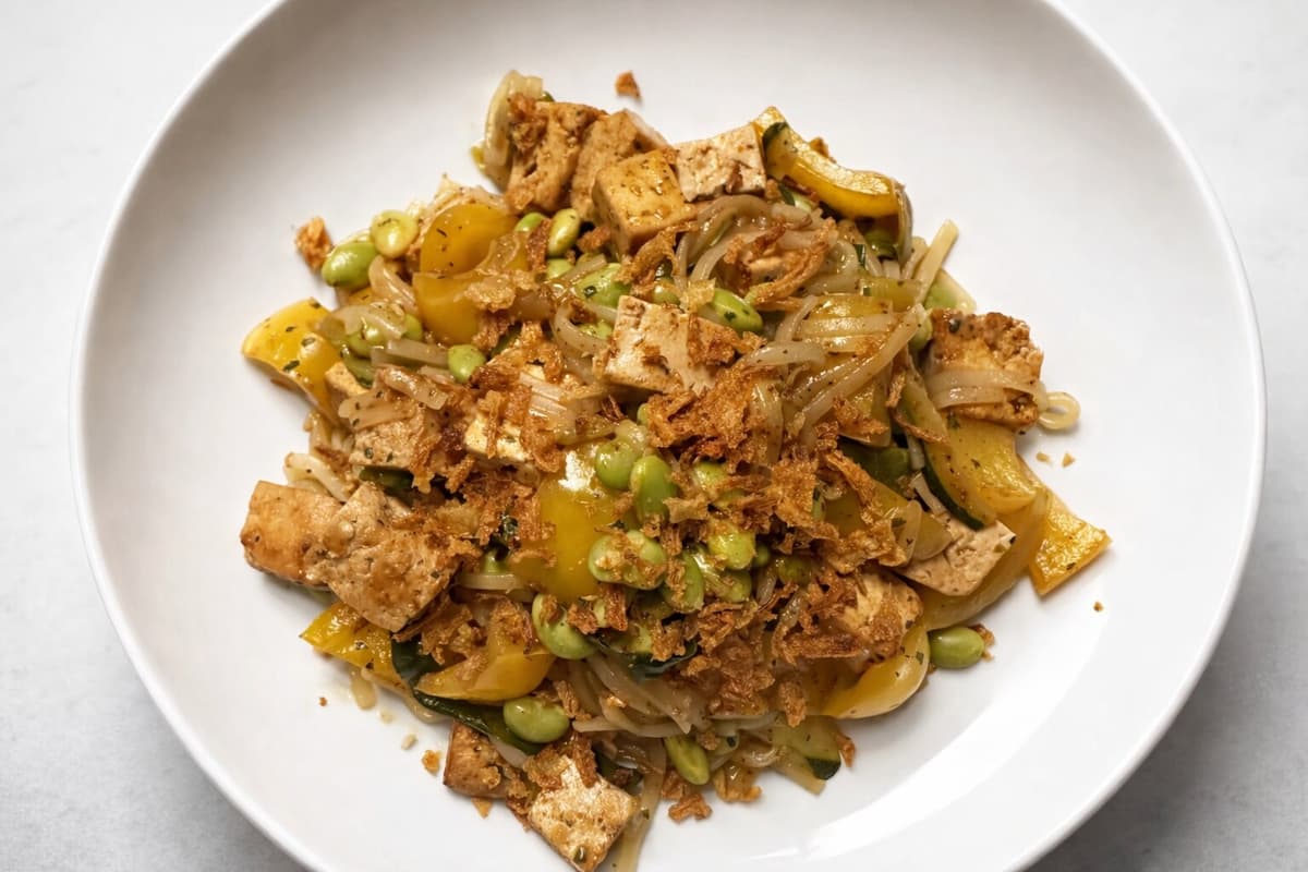 Tofu noodle stir fry