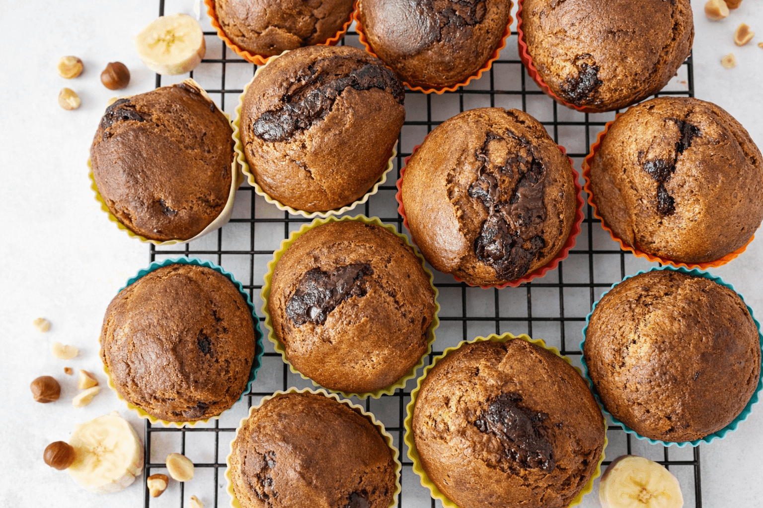 Banana chocolate hazelnut muffins