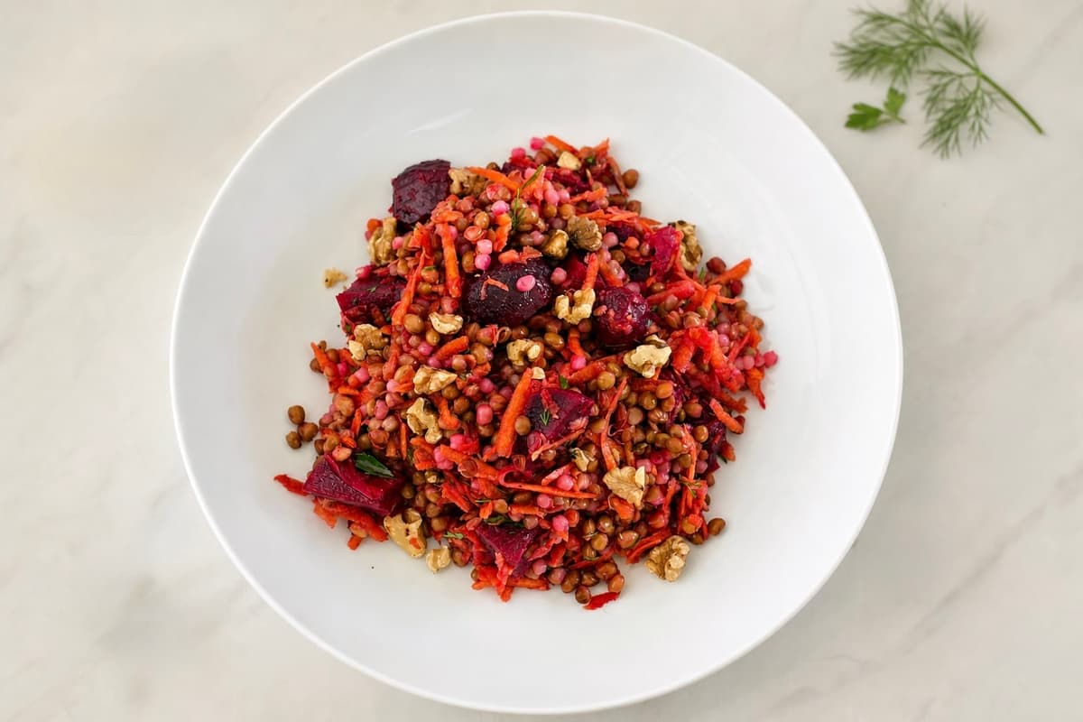 Beetroot, carrot and lentil salad