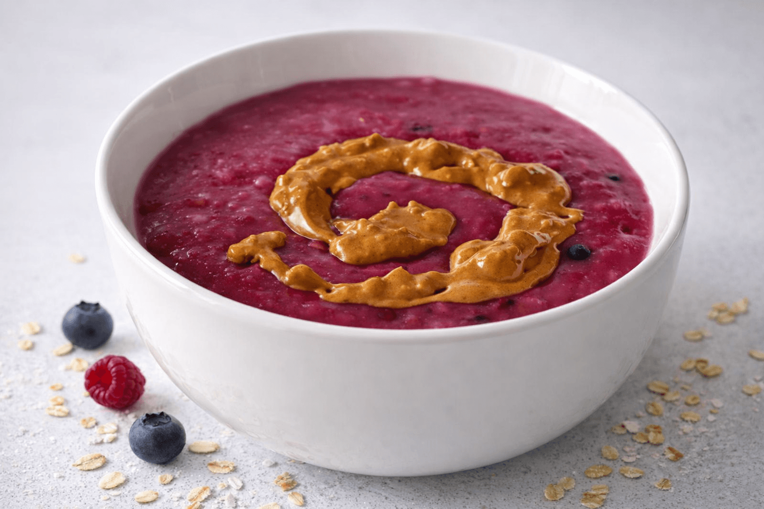 Berry and peanut butter porridge