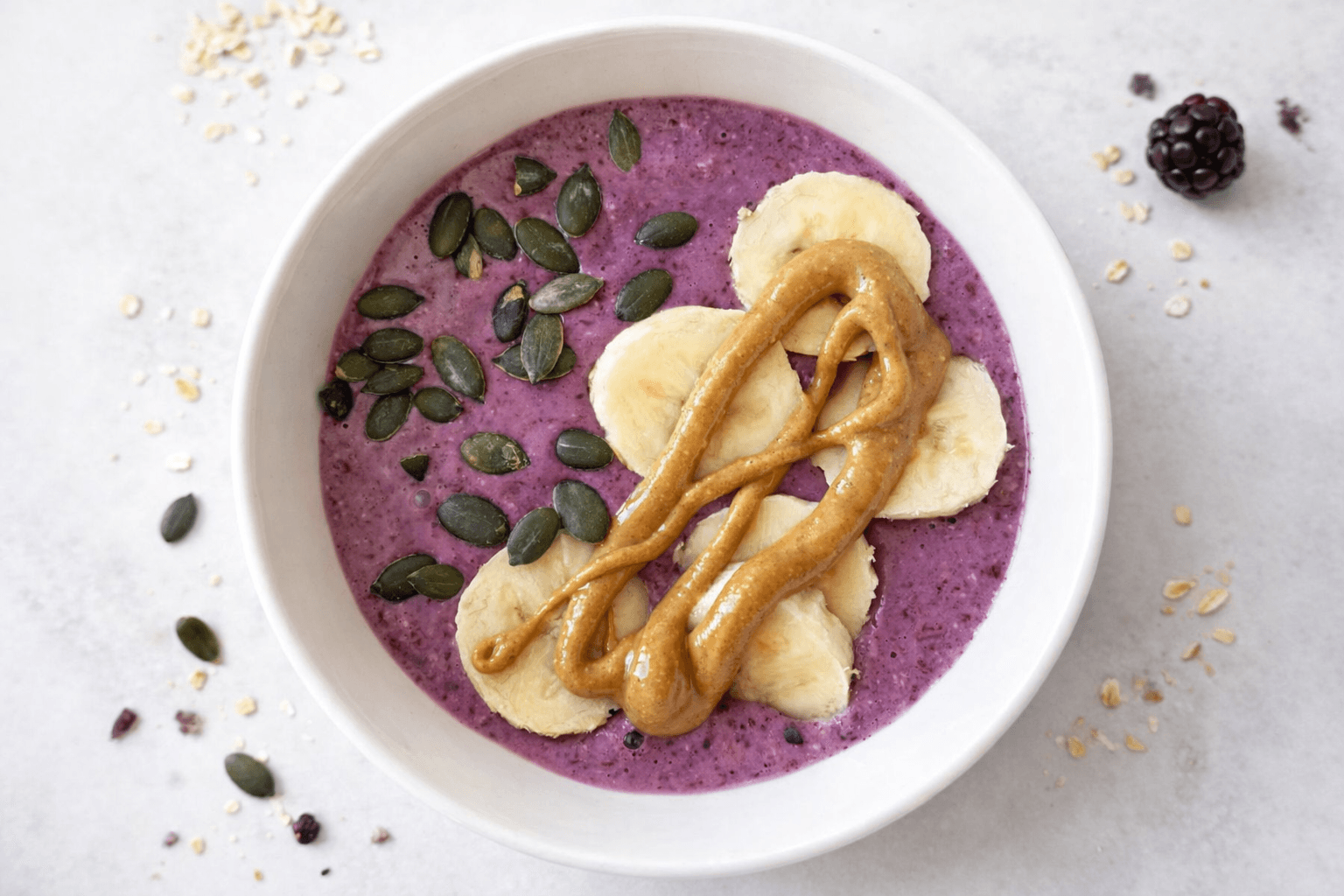 Blackberry and banana smoothie bowl