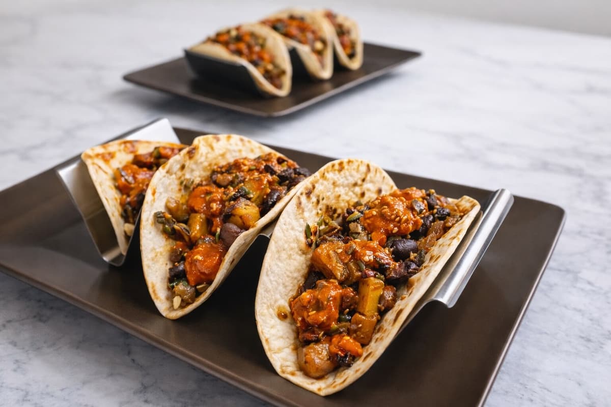Butternut squash and black bean tacos