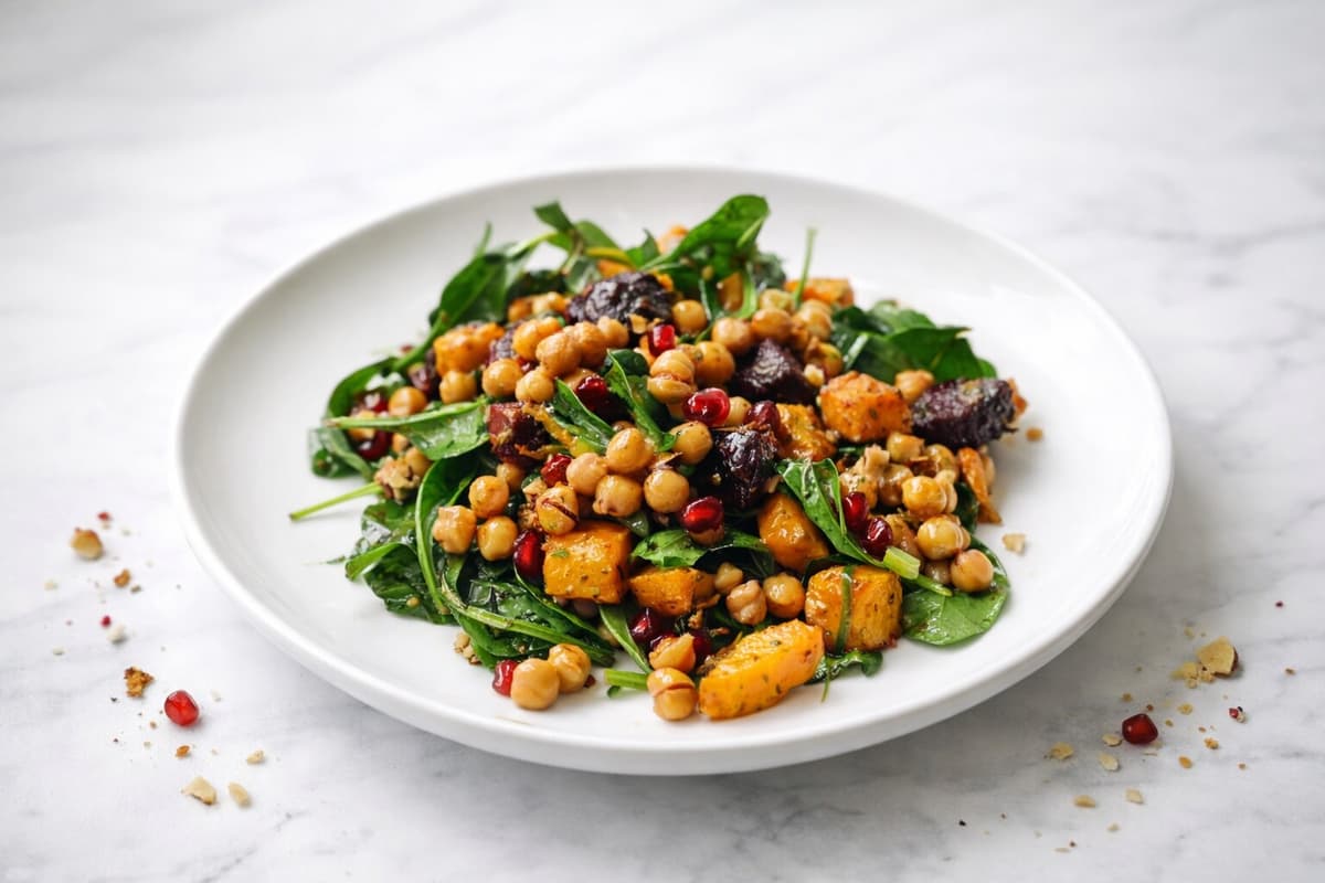 Butternut squash, beetroot and chickpea salad