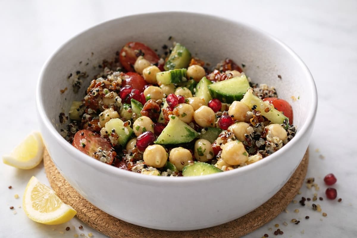 Chickpea and quinoa salad with lemon dressing