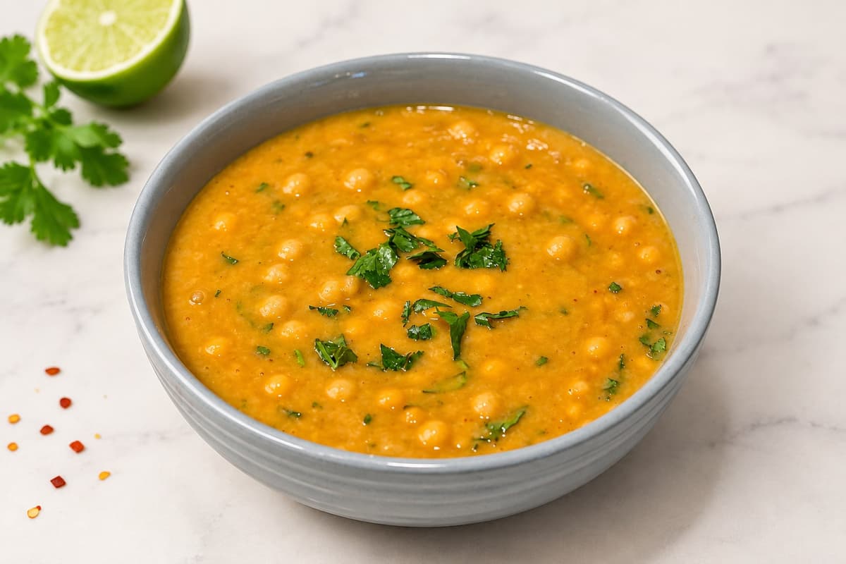 Chickpeas with miso, mango and lime sauce