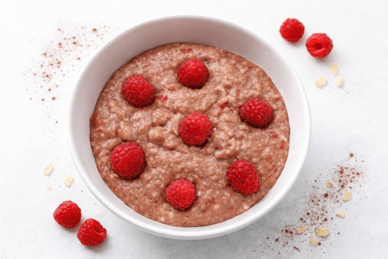 Chocolate and raspberry porridge