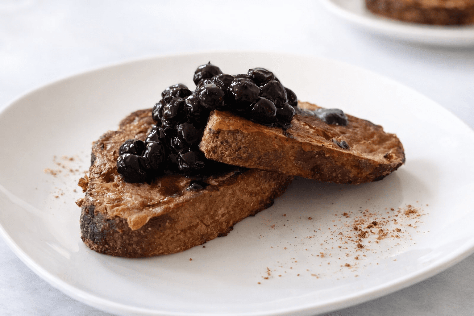 French toast with blueberry topping