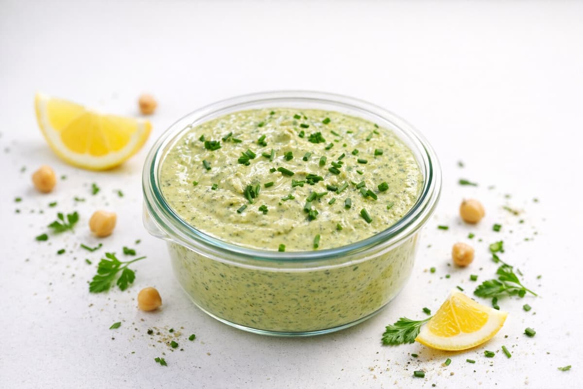 Green herb hummus