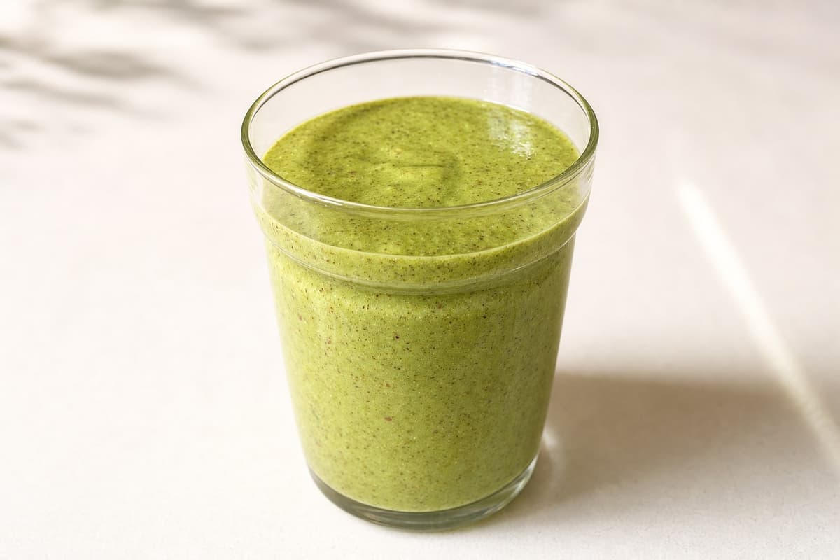 Kiwi, apple and almond butter smoothie