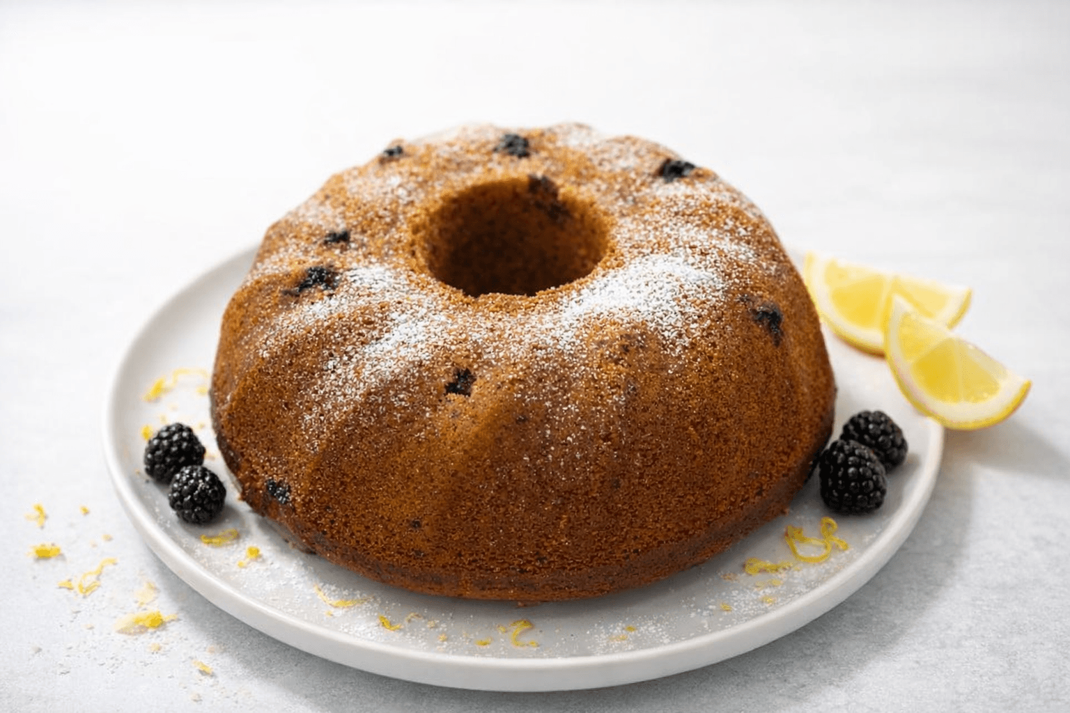 Lemon and blackberry bundt cake