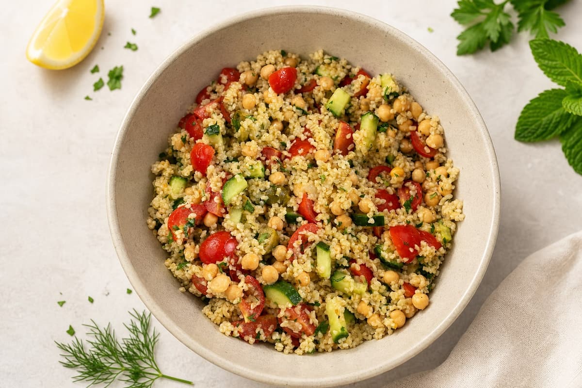Lemon and herb bulgur wheat salad