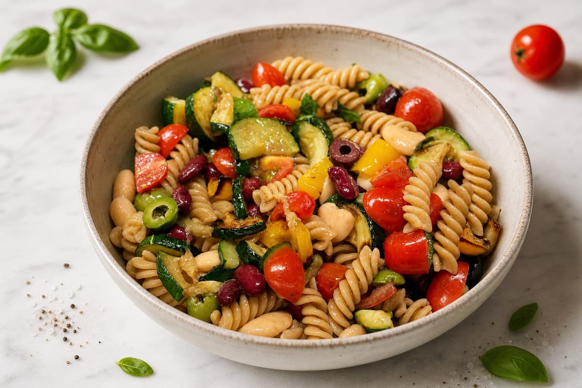 Mediterranean vegetable pasta salad