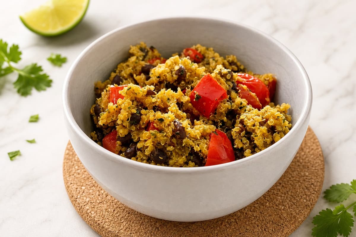 Mexican style quinoa and black bean bowl
