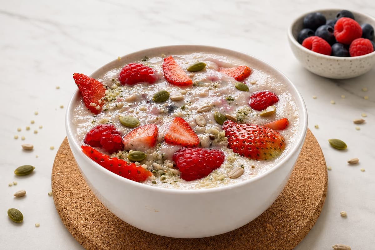 Mixed berries and super seed porridge