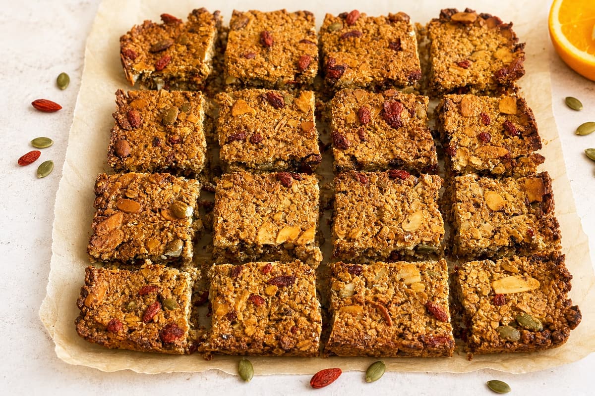 Orange, almond and goji oat bars