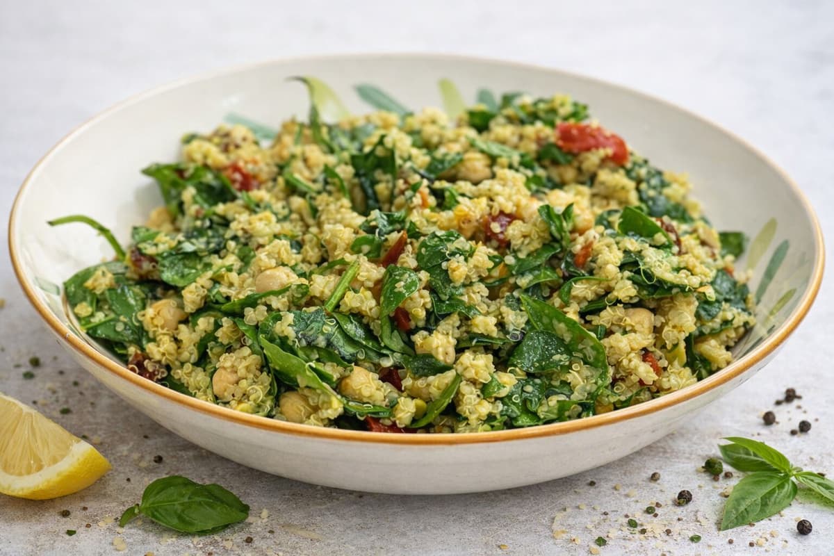 Quinoa, spinach and chickpea salad