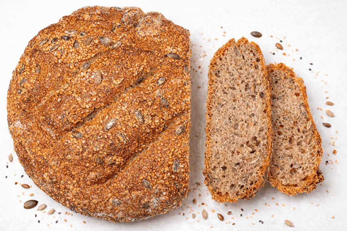 Seeded whole wheat sourdough bread