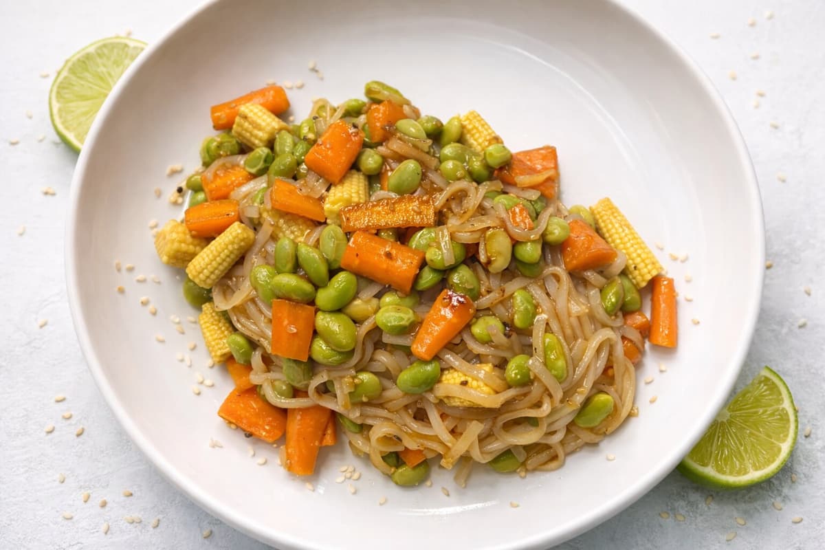 Veggie teriyaki noodle stir fry